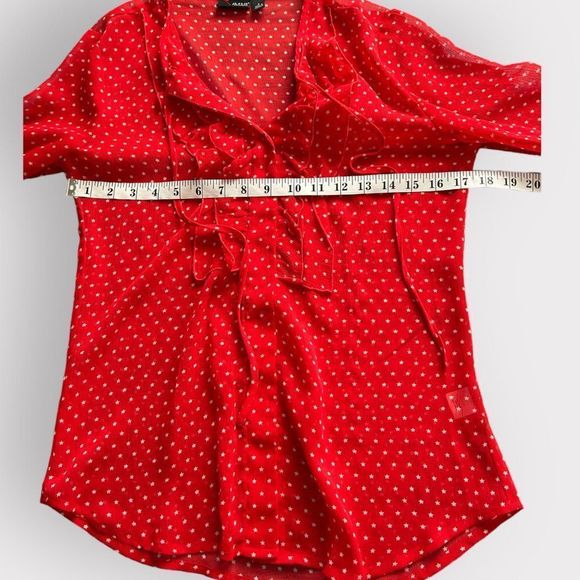 ANA Red Star Print Sheer Blouse Size Small - Picture 4 of 11